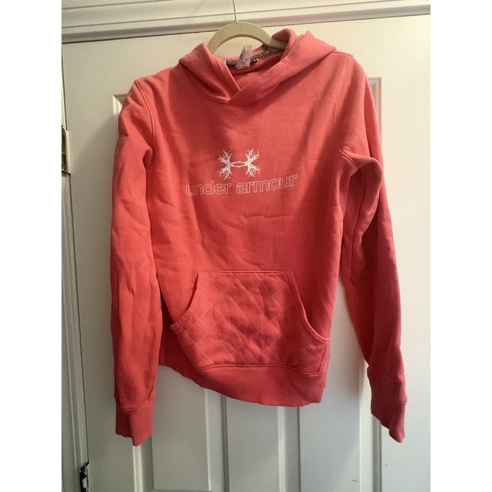 Under Armour Antler Logo Hoodie Sweatshirt Pullover Quilted Pocket Women's Med - Picture 1 of 4